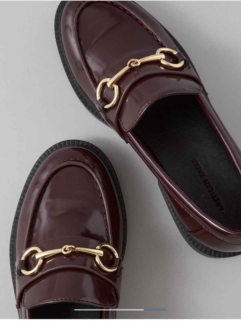 American Eagle Outfitters Women's Patent Burgundy Loafers  preppy style / size 6